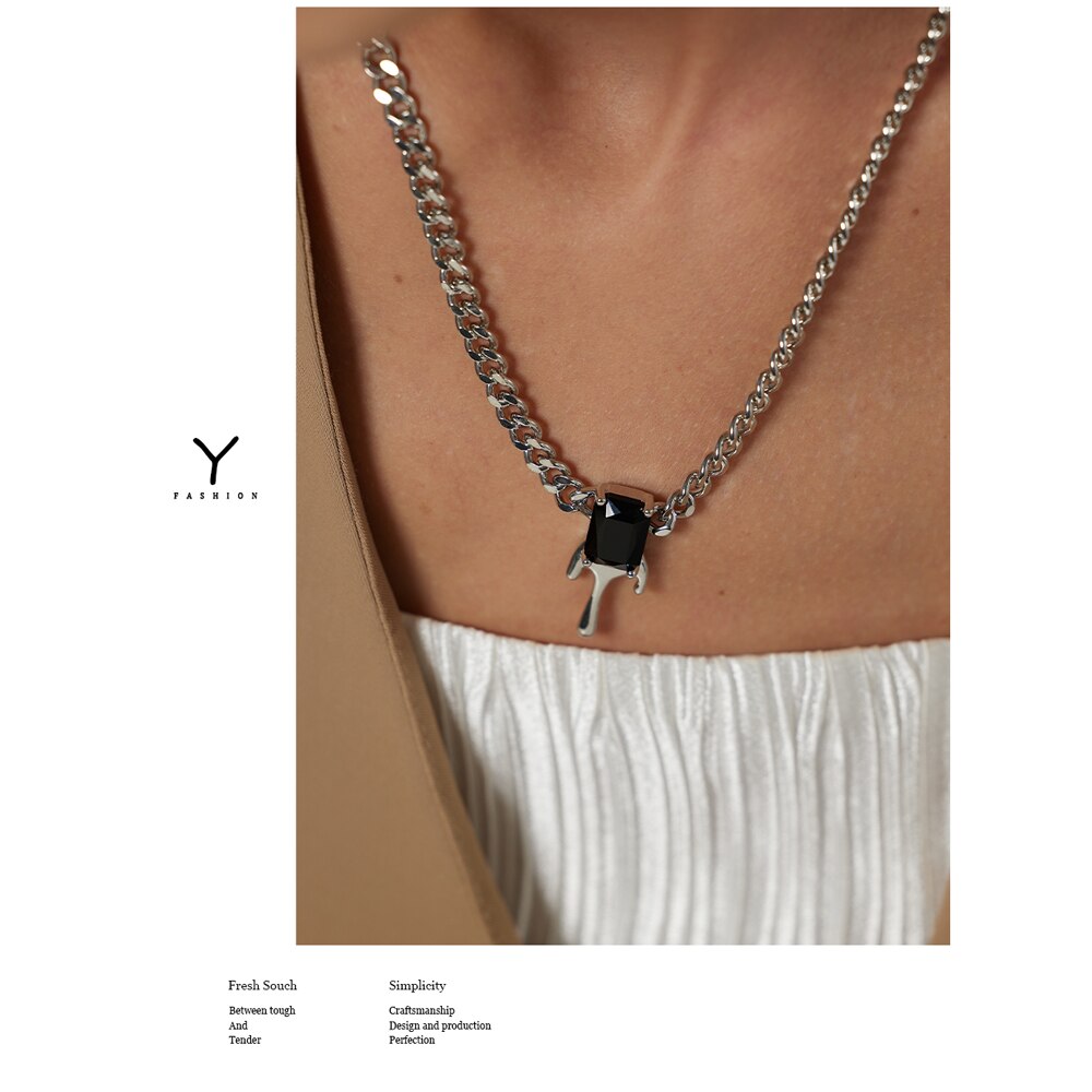 Yhpup moda geometrica CZ ciondolo collana squisita Cubic Zirconia collare in metallo collana donne gioielli бижутерия для женщин