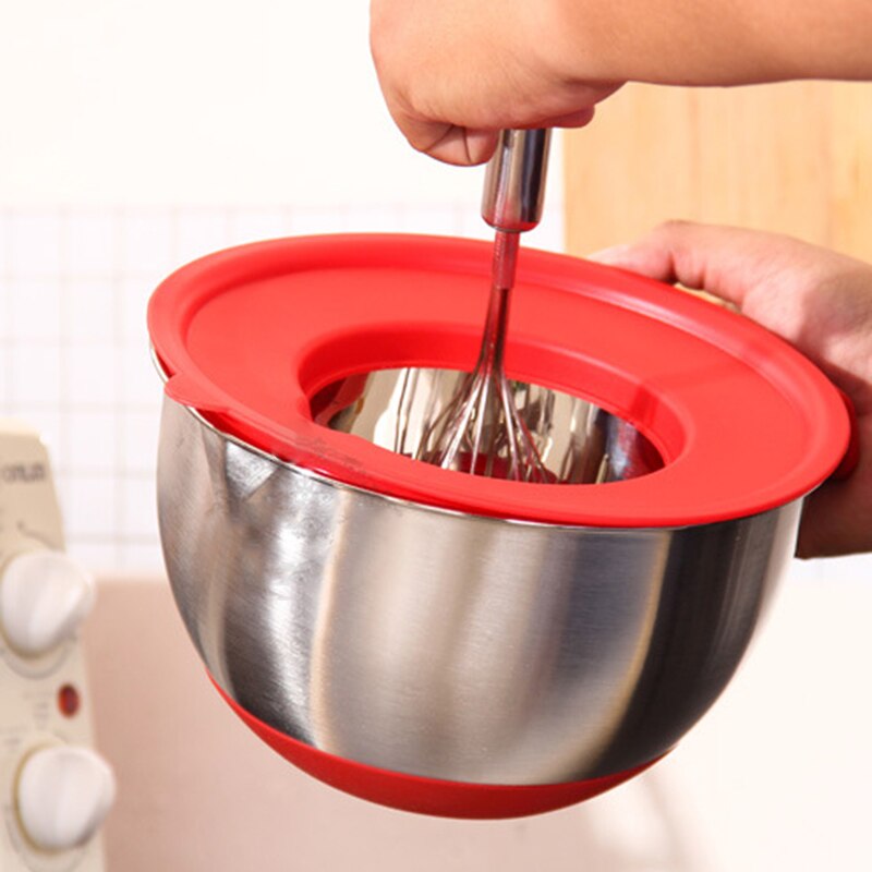 Rvs Non-Slip Mixing Bowls Met Rasp Bijlagen Schenktuit Handvat En Deksel Utensilios De Cocina -V12