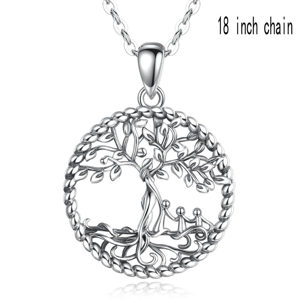 EUDORA – pendentif arbre de vie en argent Sterling, collier avec arbre généalogique, bijoux fins pour femmes, de fête D475: with 18 inch chain