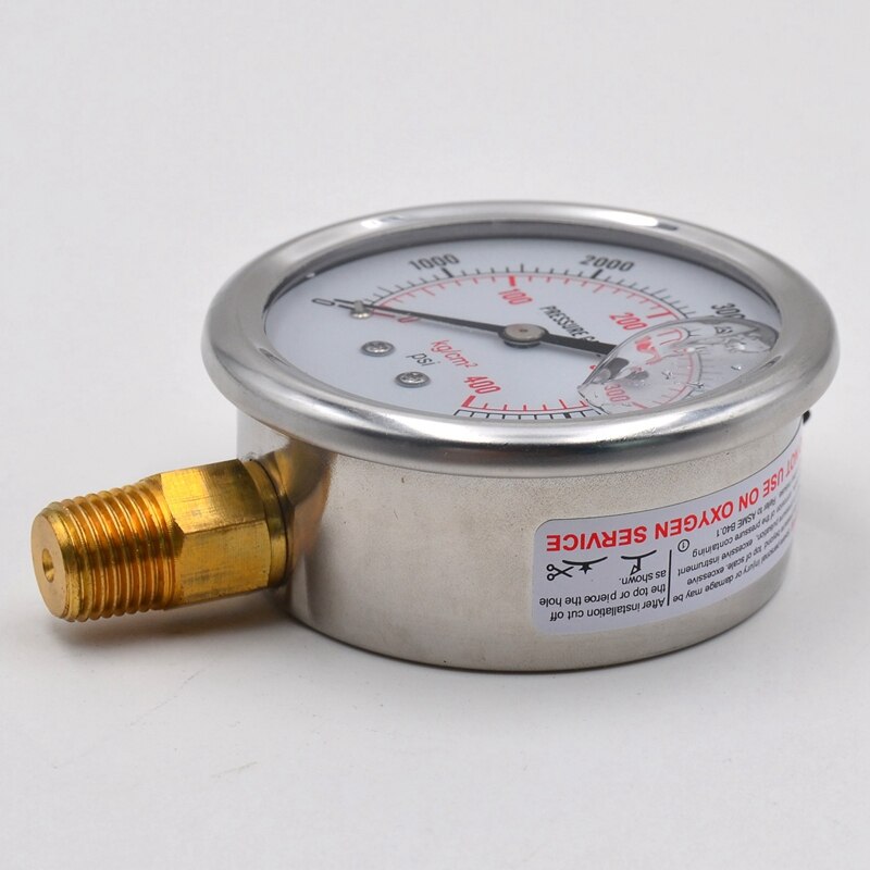 1/4 NPT Automotive Oil Pressure Gauge Instrument Hydraulic Meter 0-5700 PSI Gauge