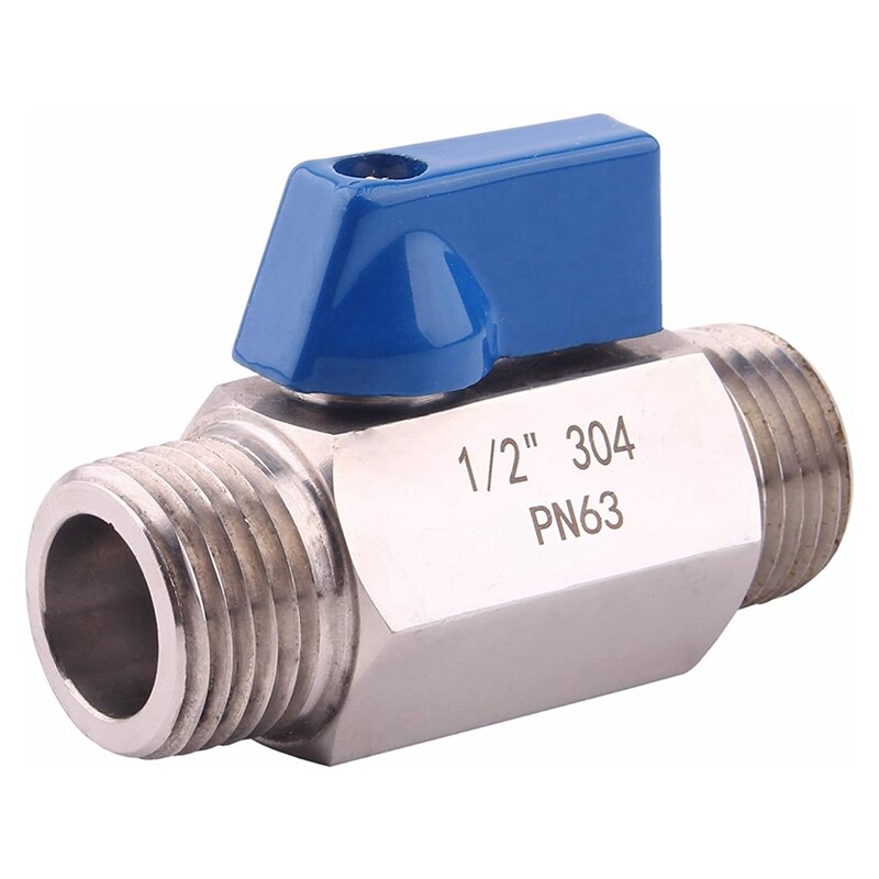 Ball Valve 1/2inch 304 Stainless Steel Mini Ball Valve Male and Male NPT Great for Head Flow Control Valve