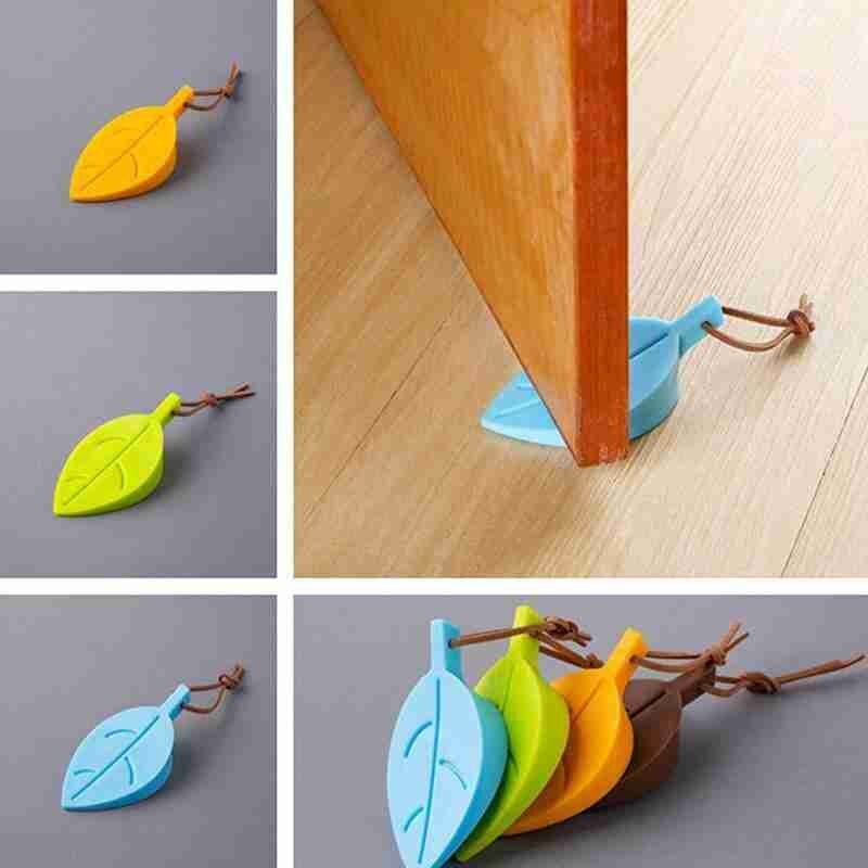 Leaves Silicone Rubber Door Stop Stoppers Door Block Children Anti-Folder Hand Security Door Card Hanging Door Stop