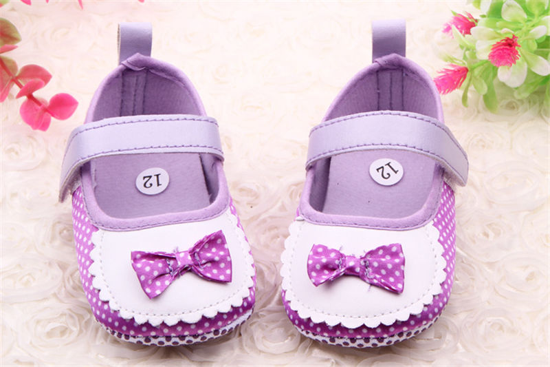 Baby sko nyfødte piger sko læder spædbørn prewalker sko 0-18 måneder: Lilla / 0-6 måneder