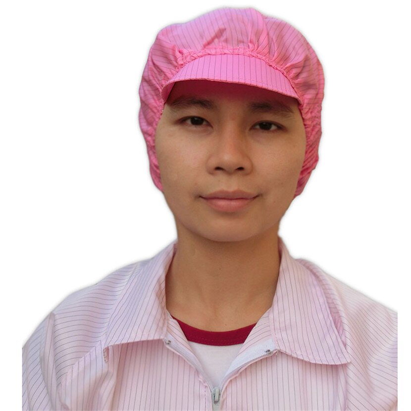 Factory Outlet Anti-Static Safety Cleanroom Hats Dustproof ESD Mens Clean Room Protective Electronics Factory Work Cap: Pink