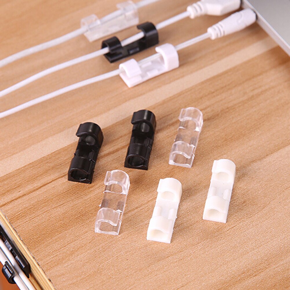 20pcs Self-Adhesive Cable Clips Cable Organizer Clips Cord Management Wire Holder Power Cords Charging Lines USB Cable Winder