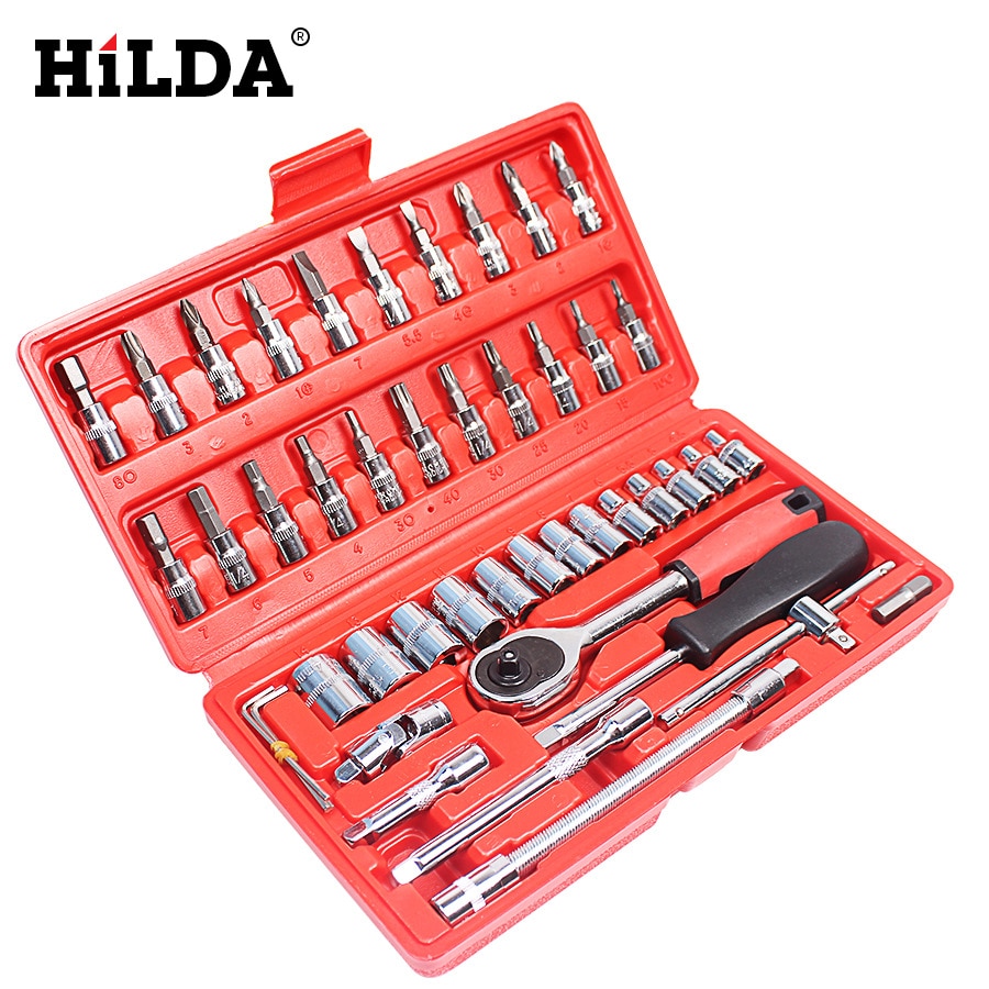 46-piece auto repair tool set manual hardware tool wrench set socket wrench auto maintenance tool