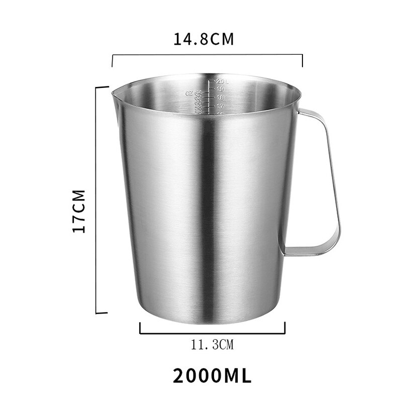 304 Stainless Steel Measuring Cups With Scale Milk Tea Cup Kitchen Baking Measuring Cup Measuring Spoon 5 Size: 2000ml