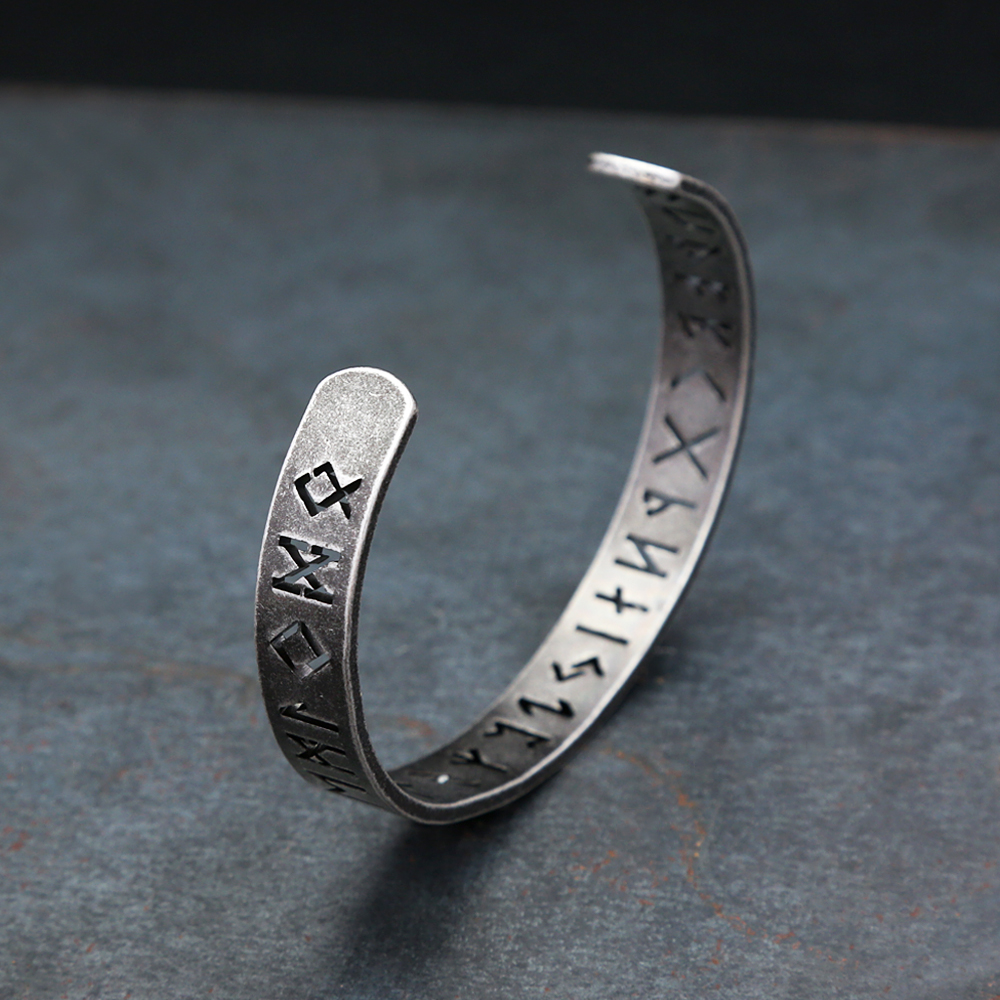 Bracelets runes vikings creux vintage nordiques pour hommes et femmes, acier inoxydable, lettre Vibasine, bracelets de manchette amulette, bijoux fantaisie