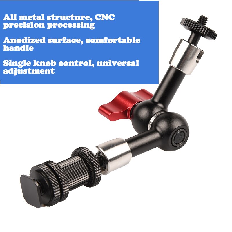 7/11inch Adjustable Articulating Friction Magic Arm Large Clamp Compatible with DSLR Camera Rig LED Lights Flash Light H