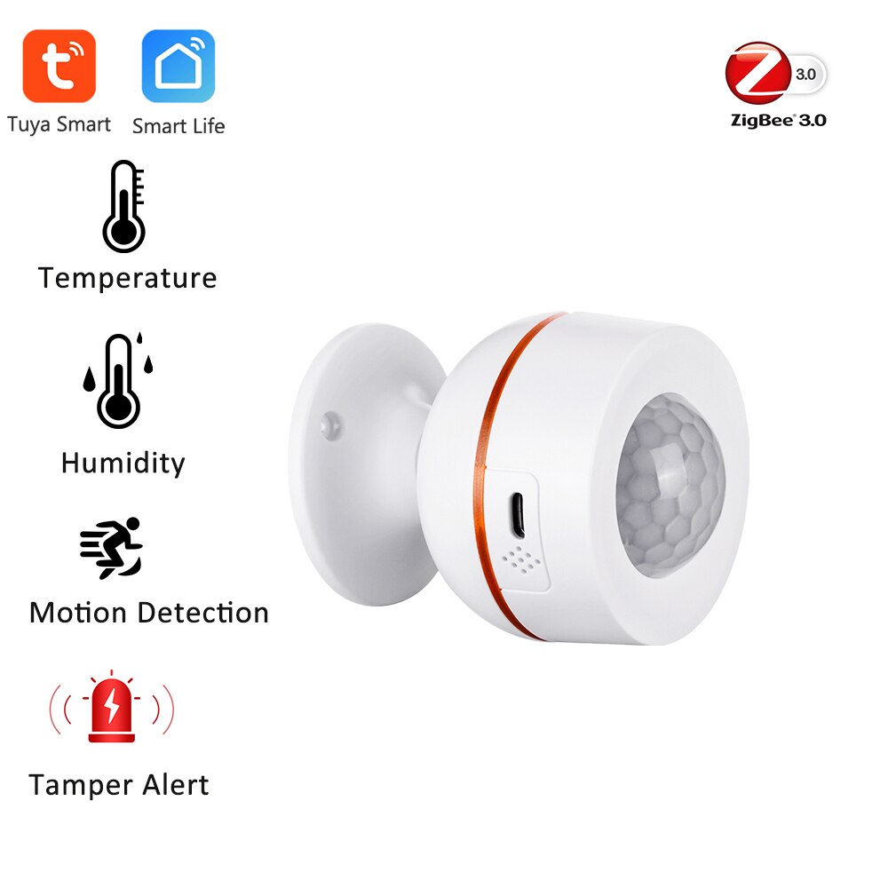 Smart Home WiFi PIR Motion Sensor Built-in Temperature Humidity Detector with Tamper Alert Tuya Wireless Alarm Security System: Zigbee 1pc