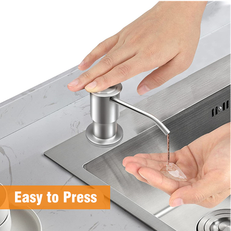300ML Kitchen Sink Soap Dispenser Manually Press Stainless Steel Head ABS Dispenser Detergent Liquid Soap Lotion Dispensers