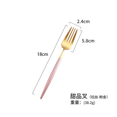 Korean Royal Pink Golden Tableware Cutlery Set Dinner Knife S poon Fork Sets 18/8 Stainless Steel Western Gold Dinnerware Set1pc: dessert fork