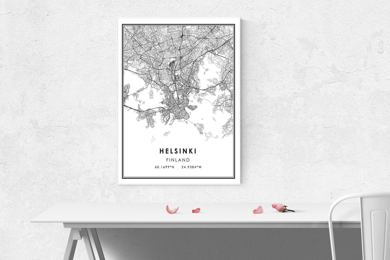 Helsinki map print poster canvas | Helsinki Finland city map print poster canvas