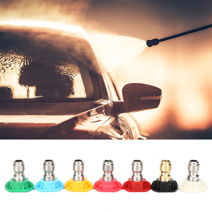 7Pcs Hogedrukreiniger Sproeikop Tip 5000PSI 1/4in Quick Connector Sproeierkop Spray Tips 7 Kleuren