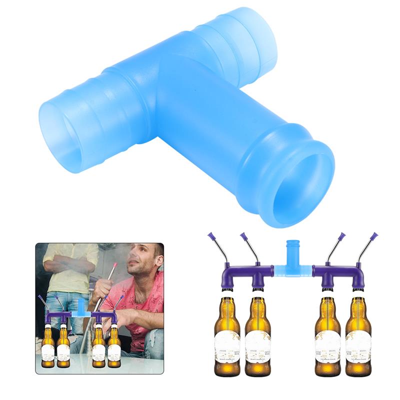 Double Beer Bottle Can Funnel Beer Drinks Straws With Brush Fun Home Club Party Beer Drinking Bottle Funnel Bar Accessories: 1