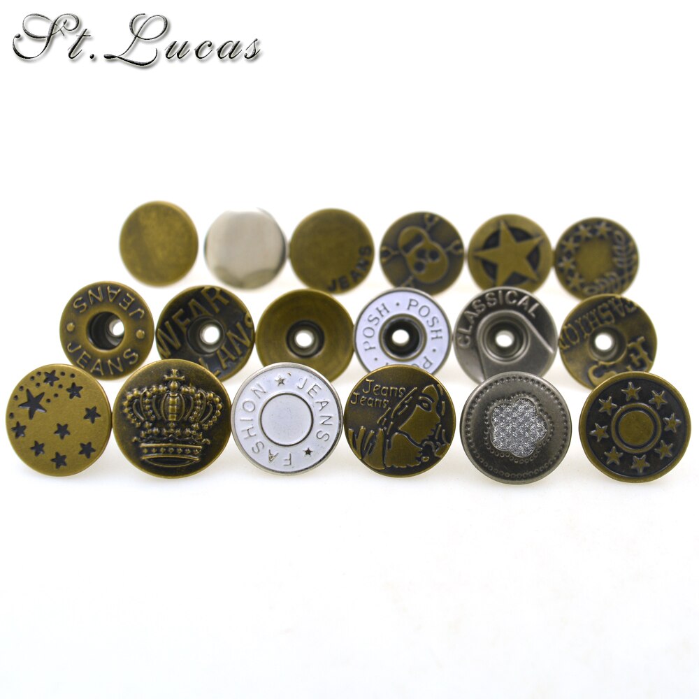 Komen 10 Sets/partij 17Mm Brons Mode Metalen Jeans Knop Schacht Knop Voor Kledingstuk Broek Naaien Kleding Accseeories Handgemaakte