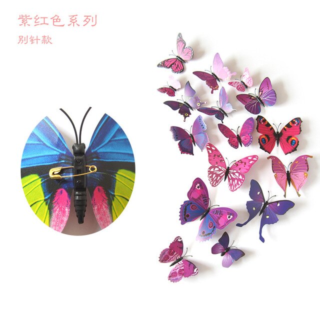 12PCS/Lot Garden Colourful Butterfly Decorative Stakes Wind Spinners Garden Decorations Simulation Butterfly: Black