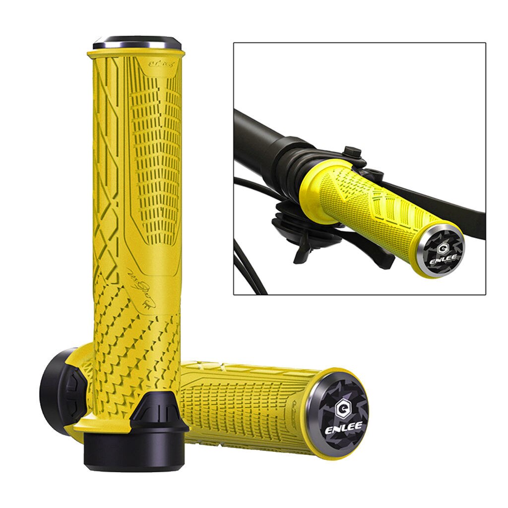 Poignées de guidon de vélo en caoutchouc, 1 paire, poignées de vélo Anti-souple, verrouillage, guidon de cyclisme ultraléger: Yellow