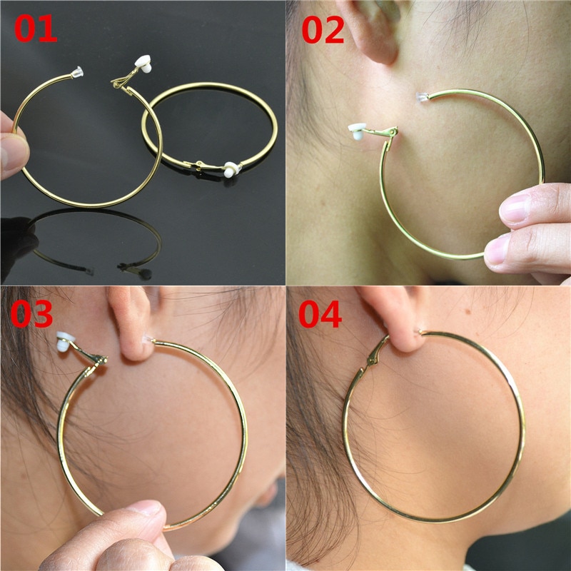 Clipped on the ears Non pierced Earrings for women Small circle Matt Round Jewelry Temperament Ladies Earrings