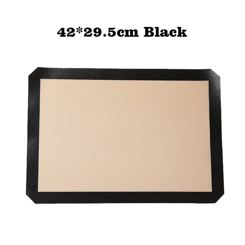 60*60cm Grote Maat Siliconen Bakken Mat 30cm Kneden Deeg Mat met Schaal Non Stick Rollende Gebak mat voor Bakken Keuken Tool: 42x29.5cm Black