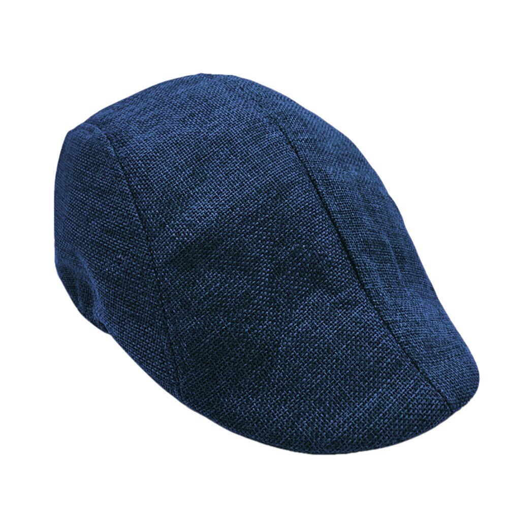 Beret Caps Men Women Vintage News Boy Cap Cabbie Gatsby Linen Outdoor Hats Brand Sun Hat Unisex Duckbill Caps Linen Casquette: Navy