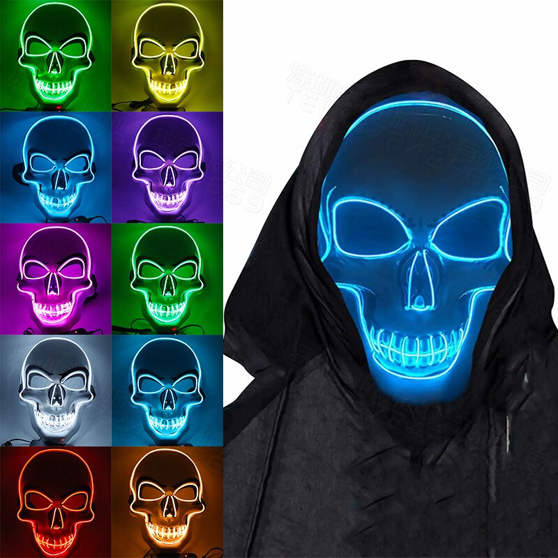 Halloween glühend Schädel Maske Spielzeug freundlicher Kalt Licht Party Streich Erwachsene Necken Trick römisch Lustige Spielzeug 24.5*16,5 Cm