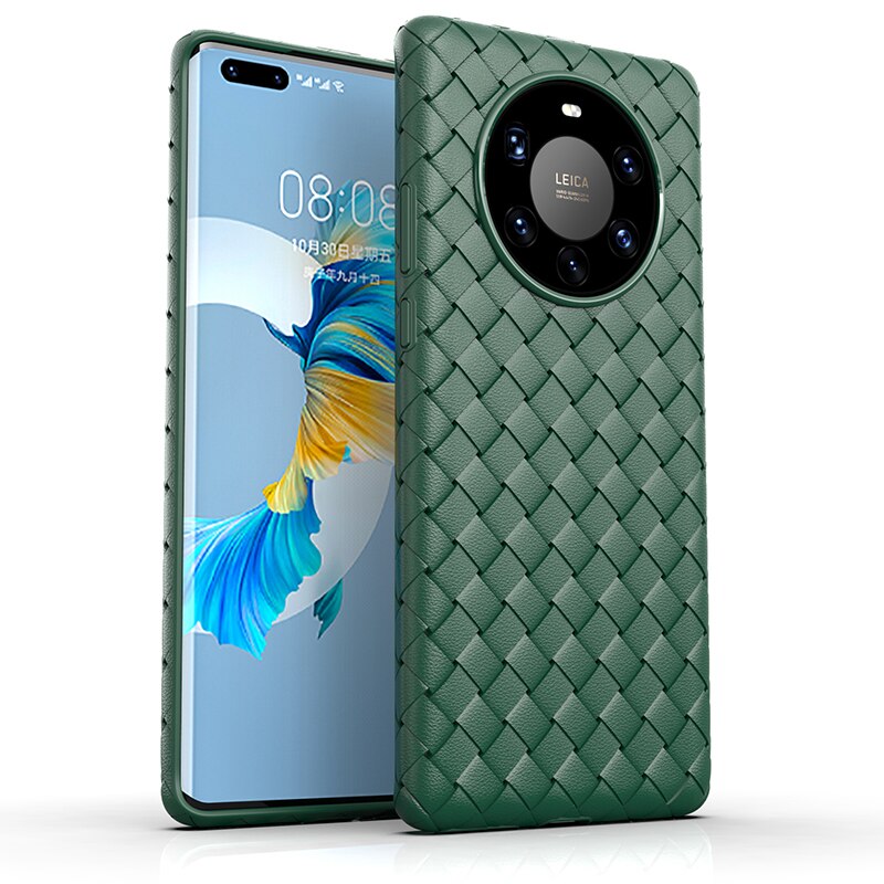 Moda bv grade tecer caso para huawei companheiro 40 ultra fino suave dissipação de calor casos respiráveis para huawei companheiro 40 pro plus: For Mate 40 / Dark Green