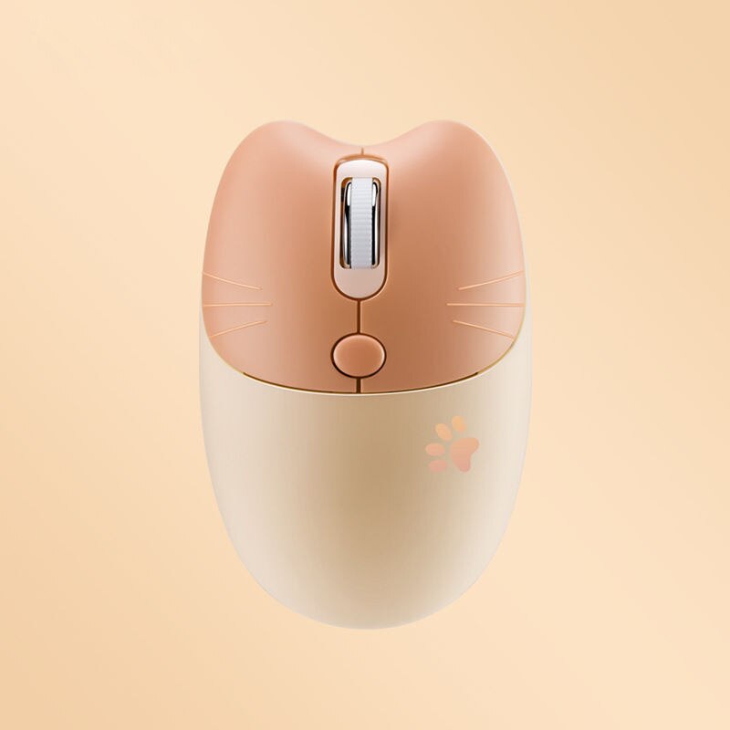 2.4Ghz Wireless Cute Mouse USB Mini Optical Mause Cartoon Ergonomic Silent Mouse 4 Buttons Portable Office Mice For Kids PC: Brown Only