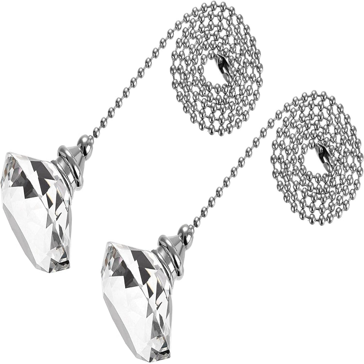 20 Inch Ceiling Fan Pull Chain, Decorative Crystal Fan Pull Chain Ornament Extension, Diameter Beaded Pendant, Amber 2Pcs: Yellow