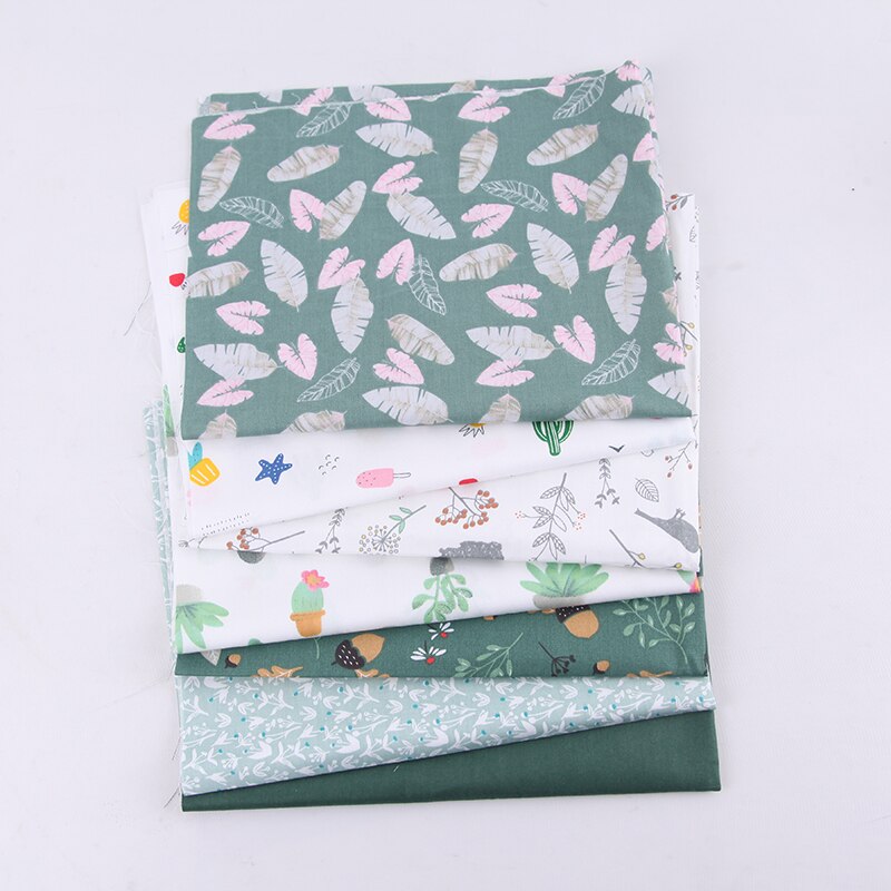 7 Pieces/Set Nordic Style Cotton Print Sewing Supplies Patchwork Cloth Multi Purpose for Household DIY Handmade Flower Pattern