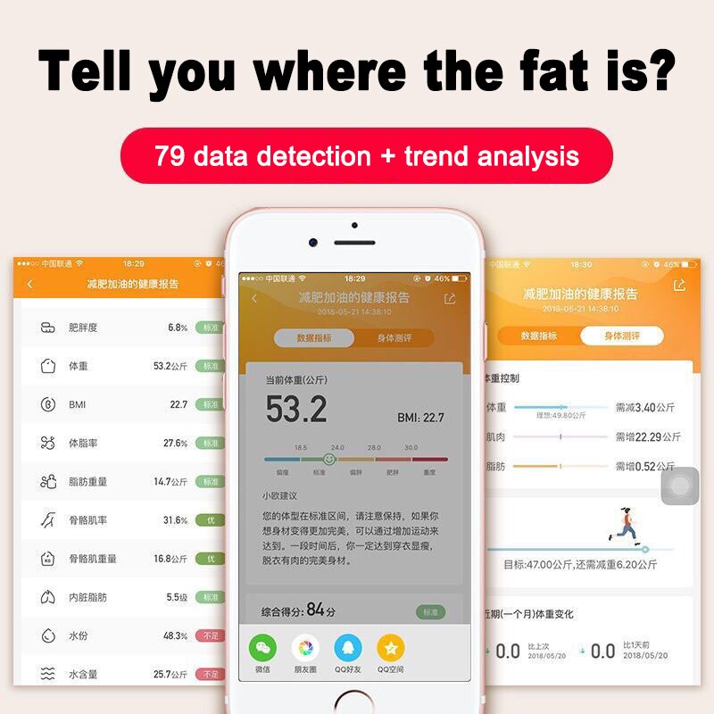 Heet Verkoop Digitale Elektronische Smart Glas Wifi Badkamer Lichaam Weegschaal