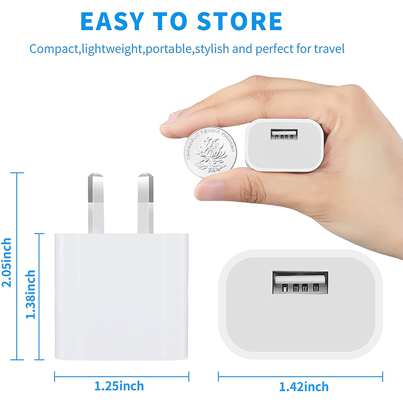 1/5 stk. universel rejselader med én port, 5v 2a usb-stik, ac-vægoplader til hjemmet, strømadapter til au-stik, telefonopladerhoved, australsk standard