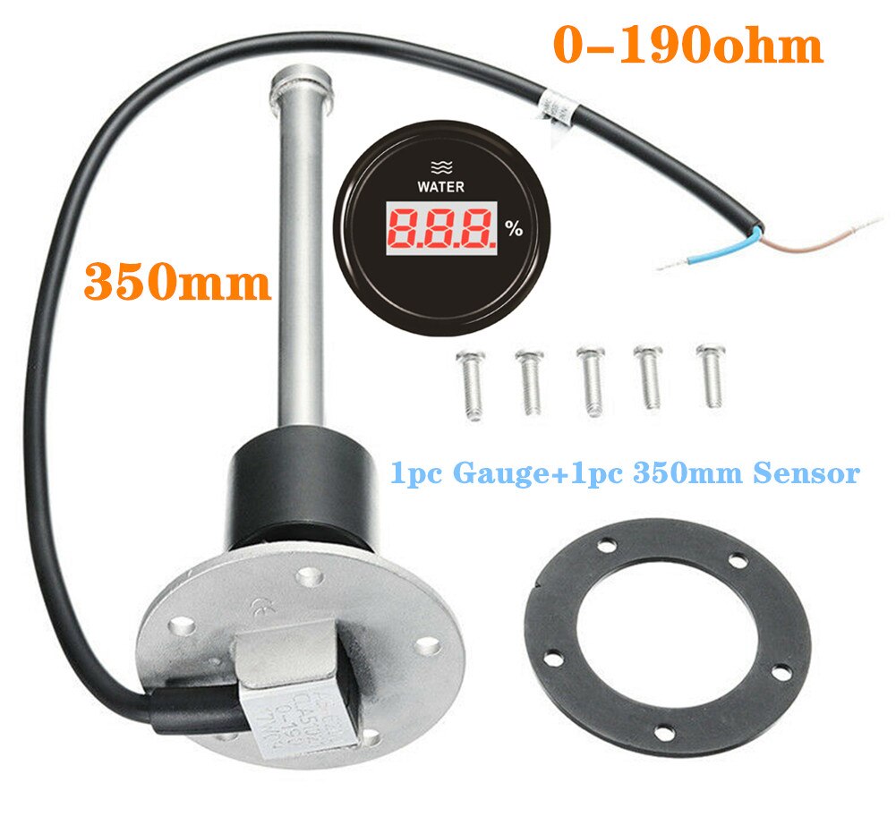 1Set Brand Auto 52mm 0-190ohm Digital Water Level Gauges with 100 150 200 250 300 350 450mm Water Level Sensors Sending Unit: BN 350mm