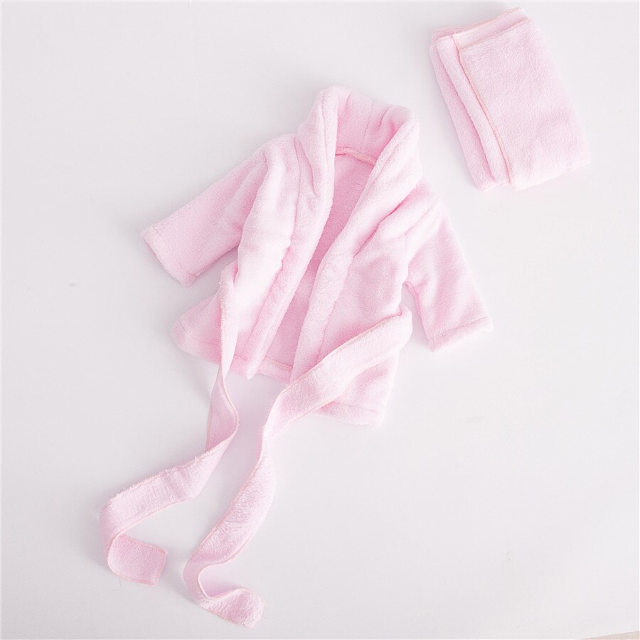 Nyfødte fotografering rekvisitter spædbarn wrap + badekåber sæt baby foto tæppe udgør indpakning: Lyserød / Nyfødt
