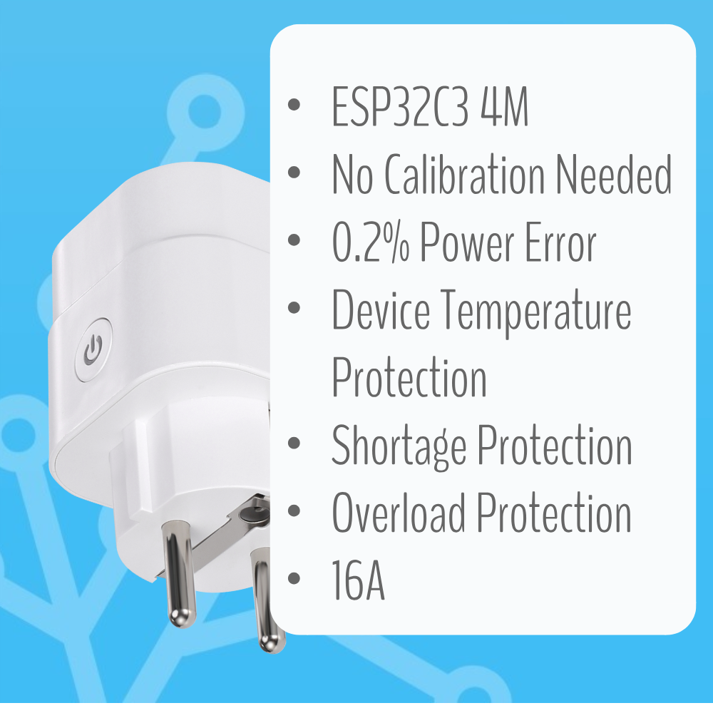 IoTorero Tasmota Matter MQTT 2 PACK ESP32C3 EU Plug Consumption Monitoring 16A Works With Home Assistant