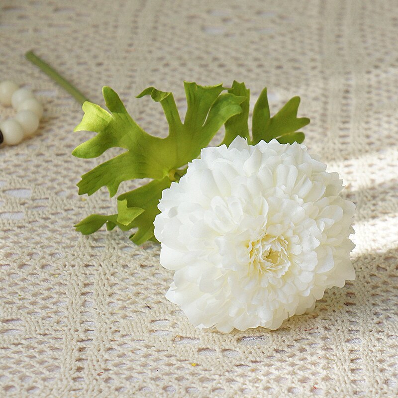Hibiscus – branches de chrysanthème artificielles en soie, fausses fleurs, marigaudes, branches courtes, décoration de salon,: white