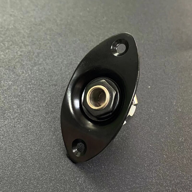 Firkantet plade guitar bas 1/4 output input jack stik til elektrisk guitar sort guld krom gutiar dele: Oval sort