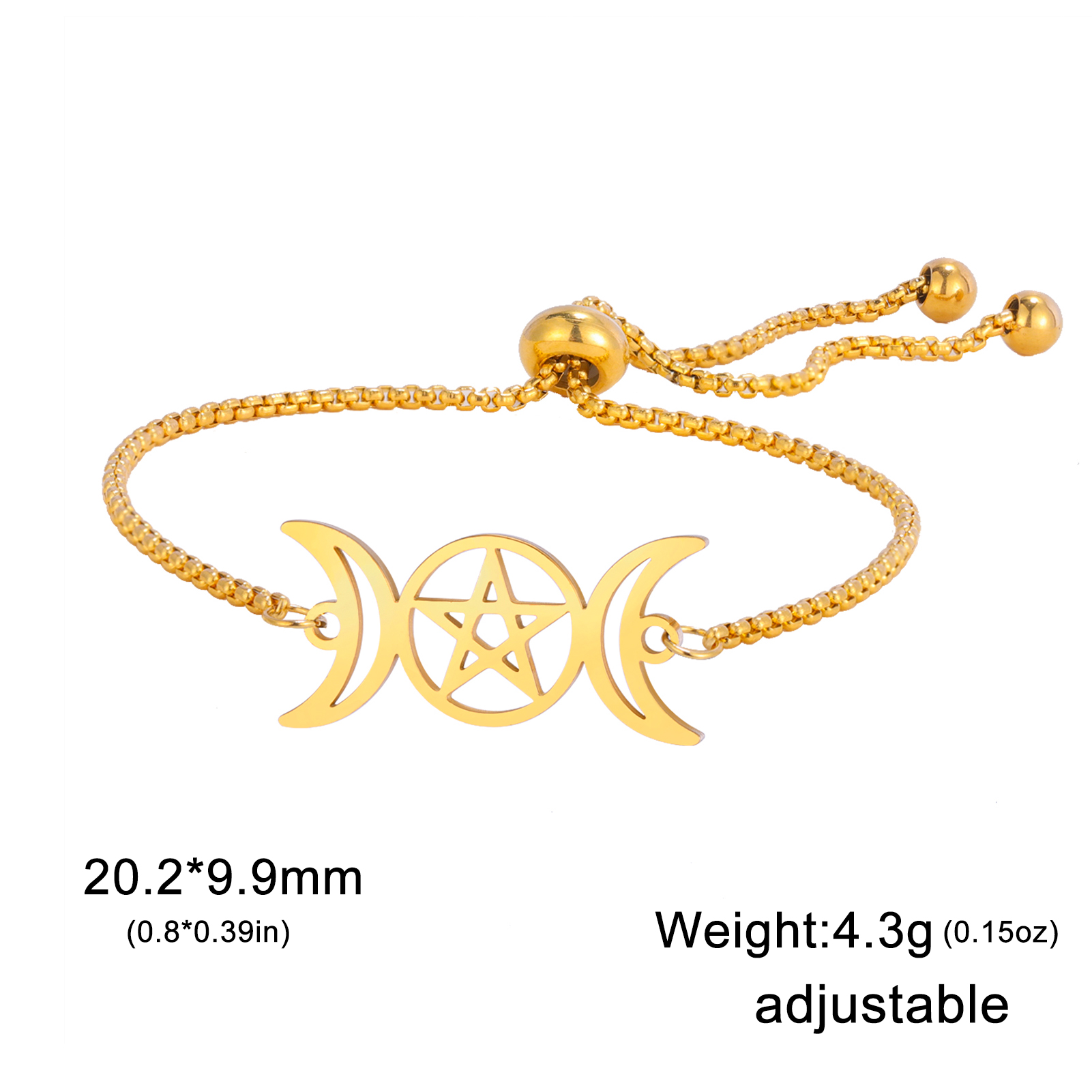 COOLTIME Triple Moon Goddess Bracelet for Women Men Stainless Steel Pentagram Magic Wicca Amulet Bracelet Jewelry Birthday: Hot Stamping