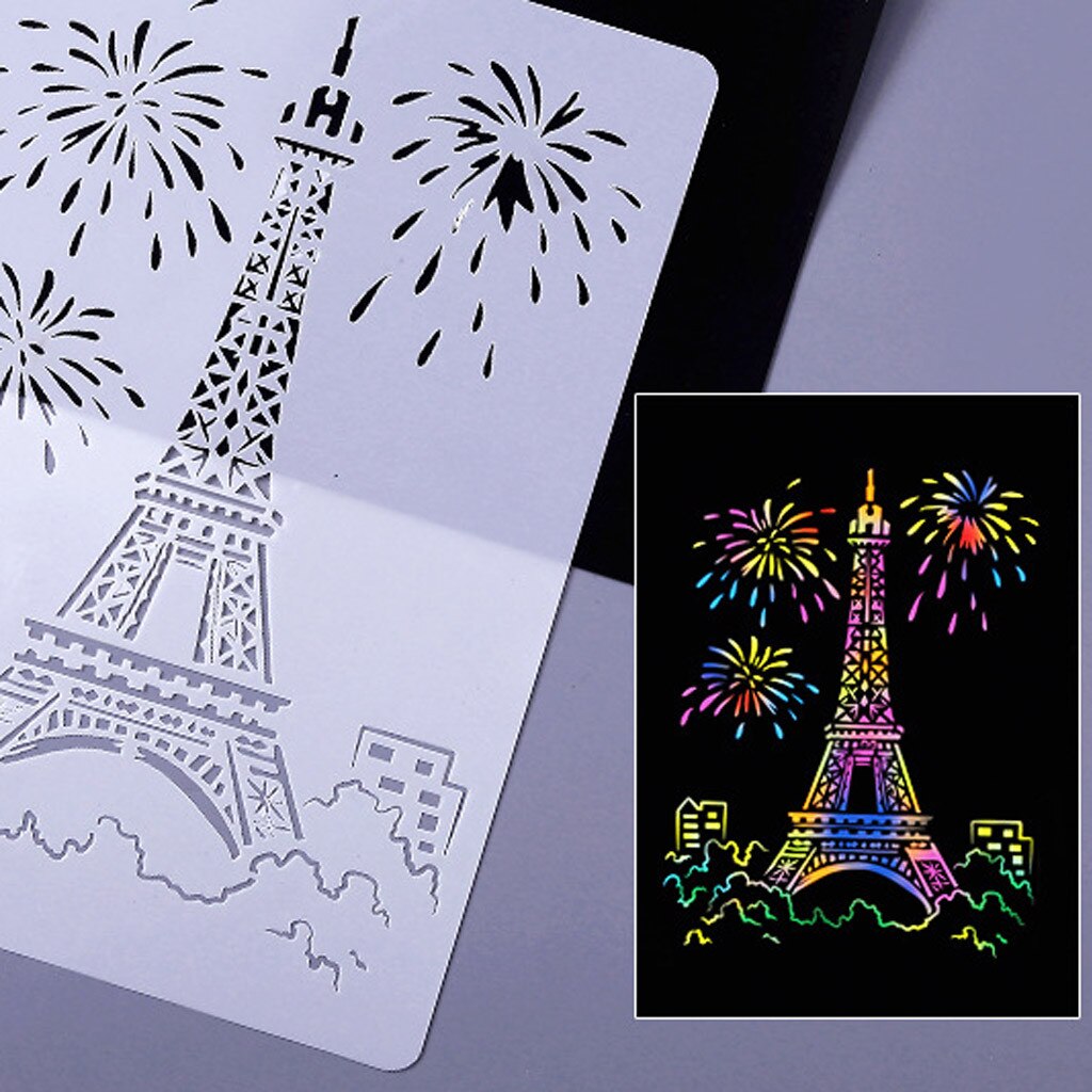 Eiffel Tower Craftly Painting Stencils Set for Journal Stencil Plastic Planner Set DIY Drawing Template April 13rd #