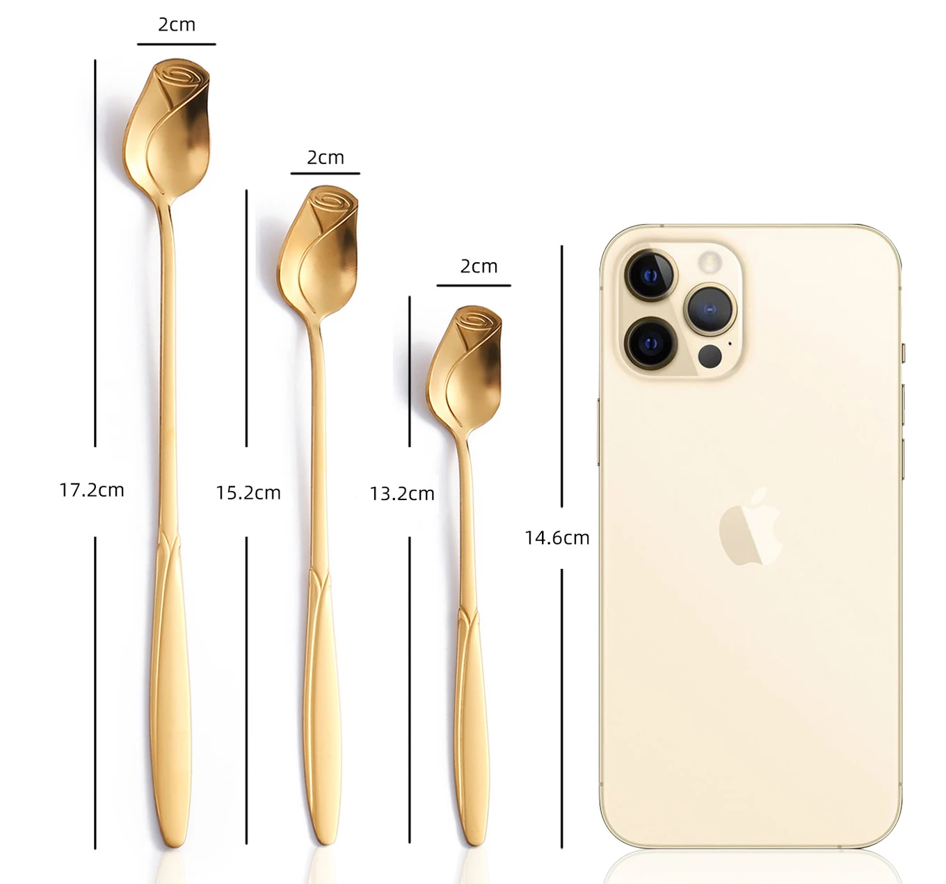 Long Handle Teaspoon Stainless Steel Rose Mixing Spoon Unusual Teaspoons for Dessert Honey Salad Tea Coffee Spoons Year