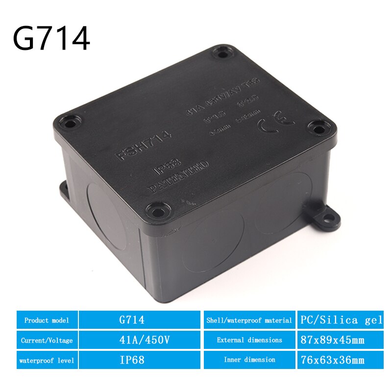IP68 41A/450V Outdoor Waterproof Electrical wiring Junction Box With Terminal Can cut holes Connection cable Wire connector: FSH-714