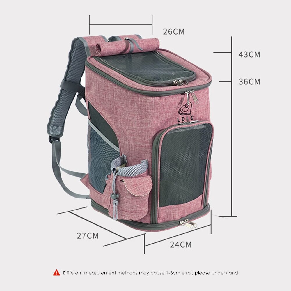 LDLC Foldable Zipper Pet Bag Carrier Backpack Dog Cat Outdoor Travel Carrier Packbag Portable Mesh Pet Out Bag Cat Backpack