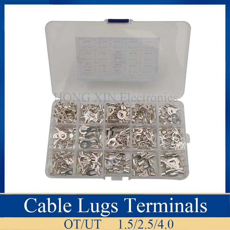 420pcs/Set cable lugs set fork cable lugs crimp Uninsulated terminals set U ring cable lug assortment cable wire connector crimp