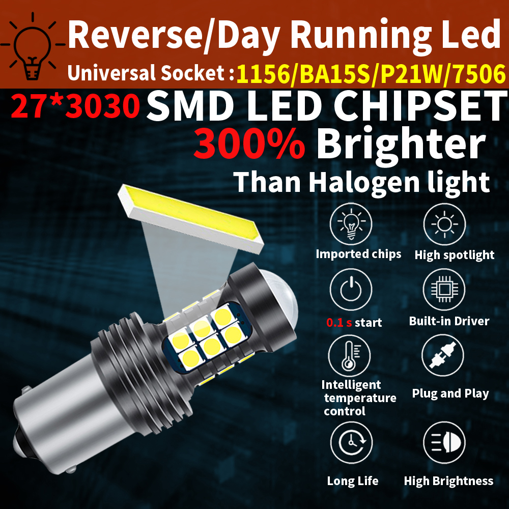 2 uds P21W BA15S 1156 T15 W16W 912 921 T20 W21W 7440 WY21W 7440NA luz Led de marcha atrás para coche lámpara de respaldo DRL bombilla de freno trasero 12v