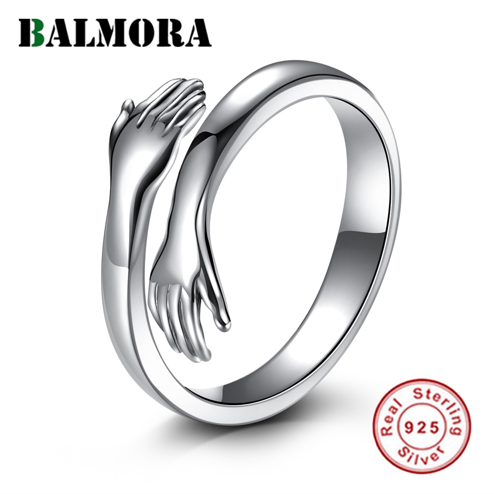 BALMORA-Anillo de 100% Plata de Ley 925 para mujer, sortija de apilamiento abierta, estilo Retro, joyería de