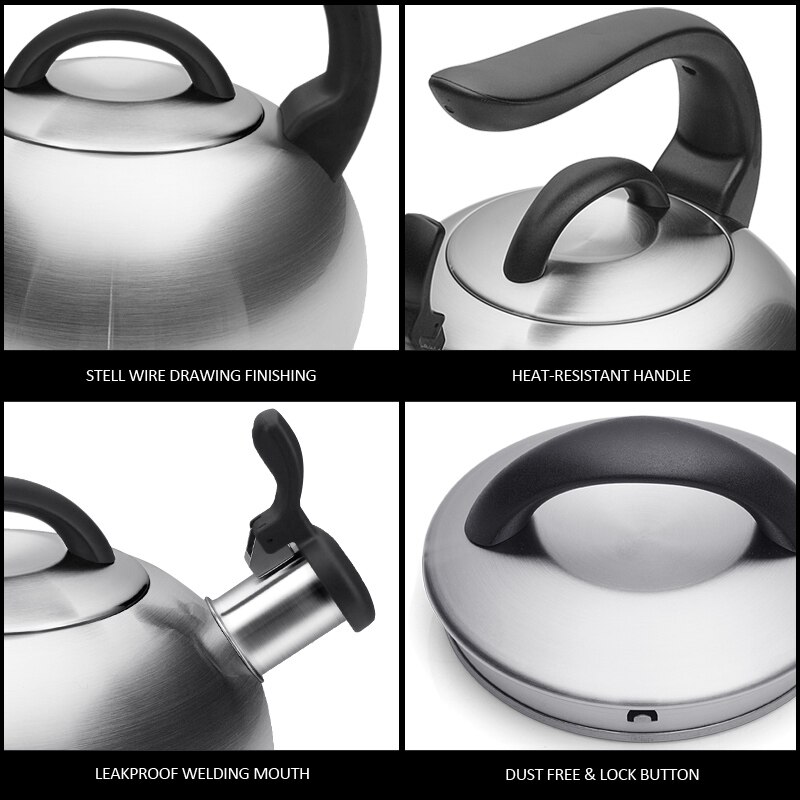 Whistling Stove Top Kettle Stainless Steel Whistling Coffee and Tea Kettle Premium Deisgn Induction Stovetop Water Whistling Pot