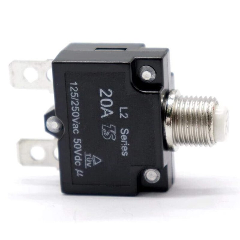 2Pcs 20A/10A Push Button Manual Reset Thermal Circuit Breaker Overload Switch