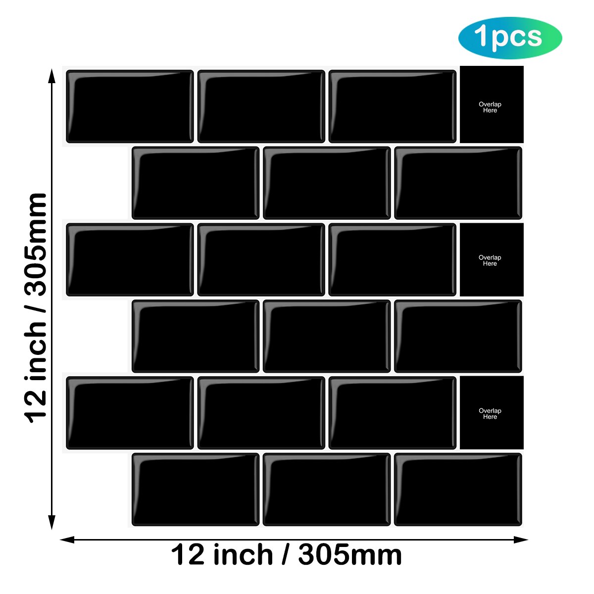 EasyTiles Kitchen Stickers Subway Oblong Vinyl 3D Wallpaper Waterproof Peel And Stick Wall Tiles - 3 Sheets: T80058 1pcs