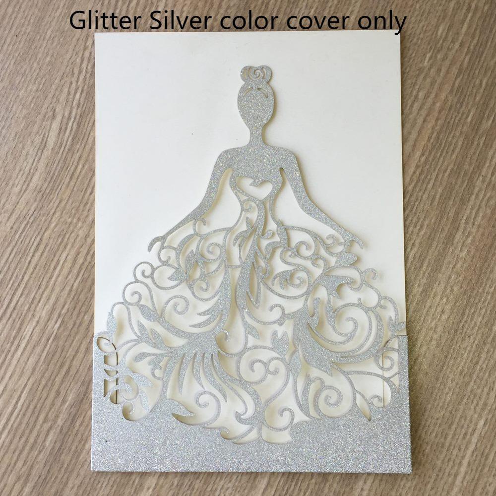 10 stk glitter rose guld bryllupsinvitationskort convite de casamento fødselsdagsfest voksen fest invitaiton velsignelseskort: Glitter sølv