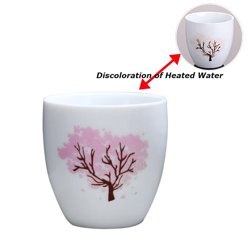 Creatieve Japanse Magic Sakura Theekopje Koude Temperatuur Verkleuring Kleur Veranderende Thee Cup Bloem Keramische Kung Fu Thee Set